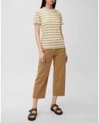 T-Shirt 100% Lin rayé beige/blanc