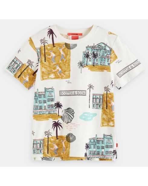 Camiseta multicolor con estampado veraniego