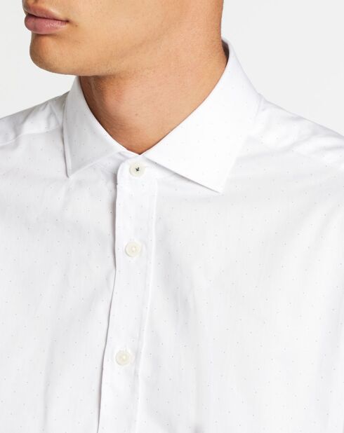 Chemise Slim Fit à pois blanche