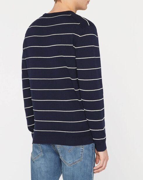 Pull en Cachemire mélangé Marinière Classic bleu marine