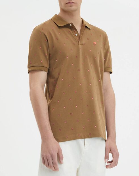 Polo en Coton bio Regular Fit imprimé fantaisie marron clair