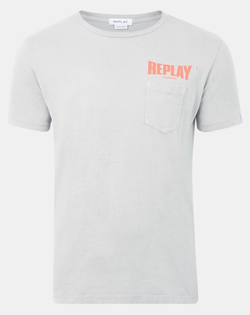 T-Shirt 100% Coton Bio pocket logo up gris clair