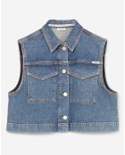 Veste en jean sans manches bleu moyen