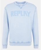 Sweat 100% Coton Bio logo central bleu ciel