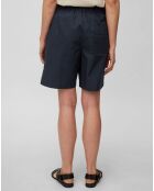 Short popeline taille élastique bleu marine