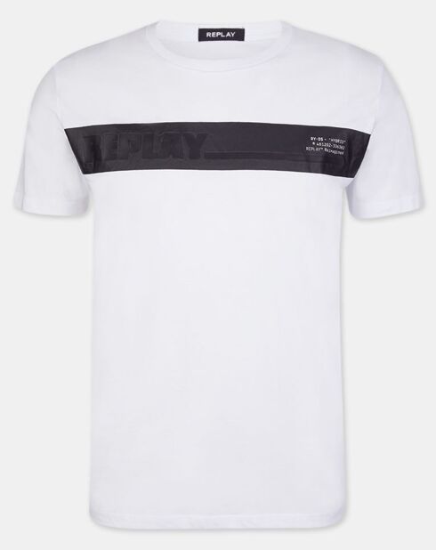 T-Shirt bande large blanc