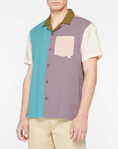 Camisa de corte regular multicolor con bloques de colores