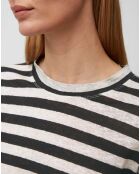 T-Shirt 100% Lin rayé marine/blanc