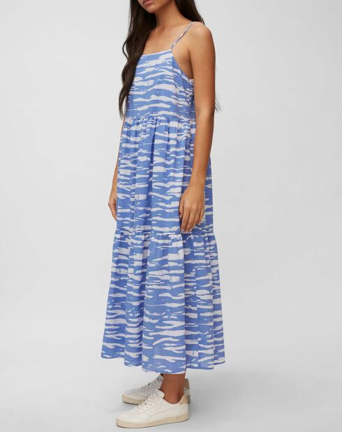 Robe extra longe à bretelle imprimée bleue