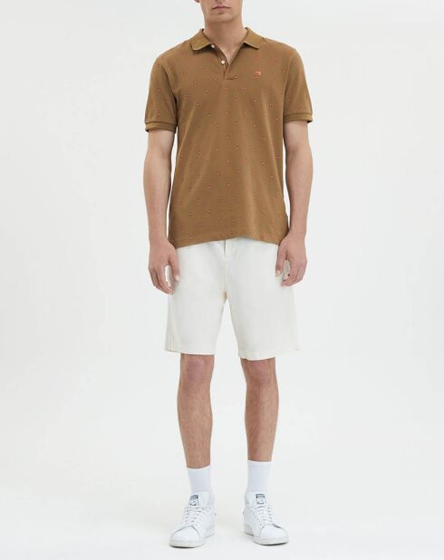 Polo en Coton bio Regular Fit imprimé fantaisie marron clair