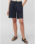 Short popeline taille élastique bleu marine