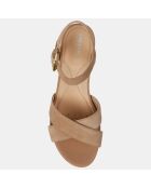Sandales en Velours de Cuir Ischia beiges - Talon 5,5 cm