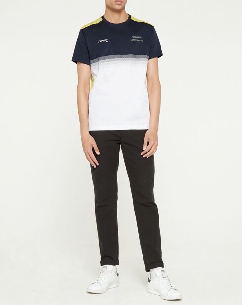 T-Shirt Aston Martin Racing colorblok blanc/bleu