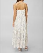 Robe extra longe à bretelle imprimée blanche