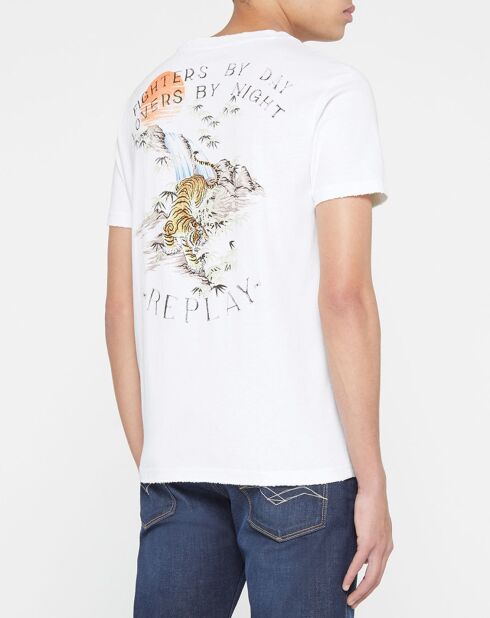 T-Shirt tiger back blanc