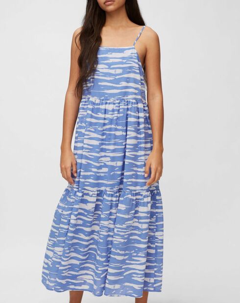 Robe extra longe à bretelle imprimée bleue