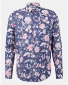 Chemise Regular Fit à fleurs bleue