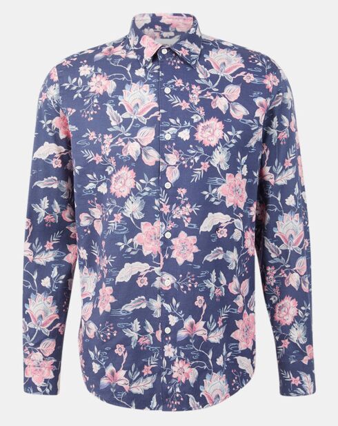 Chemise Regular Fit à fleurs bleue