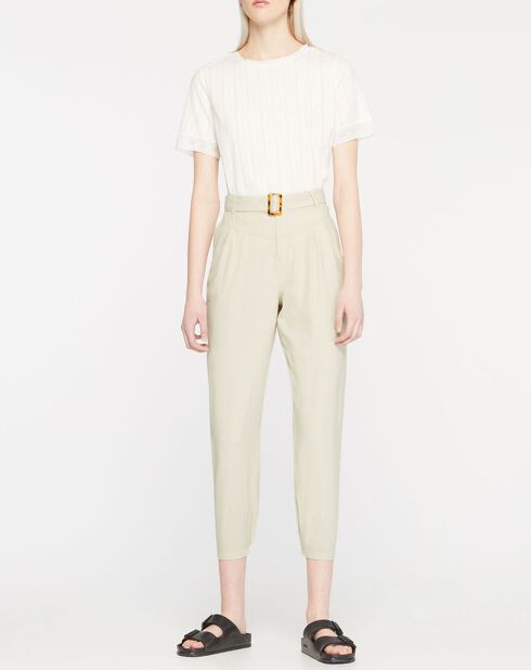 Sophie beige rechte broek met riem