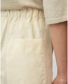 Pantalon popeline taille élastique beige