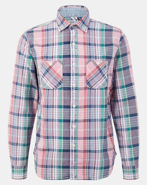 Camicia regular fit in tartan multicolore