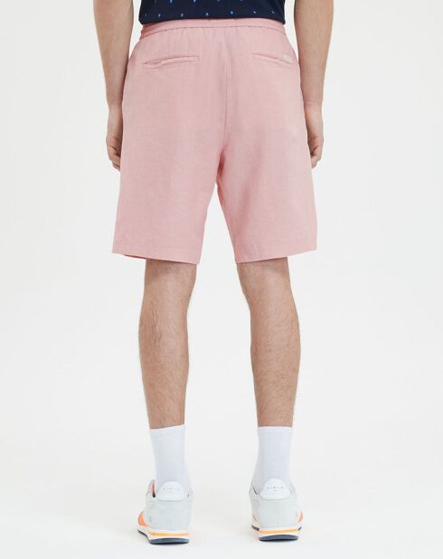 Bermuda en Coton bio & Lin Regular Fit élastique rose