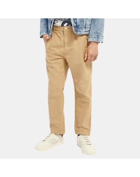 Pantalon chino en Lin & Coton marron clair
