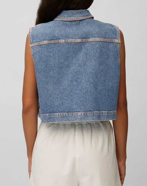 Mittelblaue ärmellose Jeansjacke