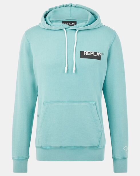 Sweat hood logo chest bleu ciel