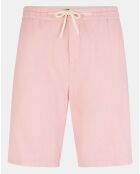 Bermuda en Coton bio & Lin Regular Fit élastique rose