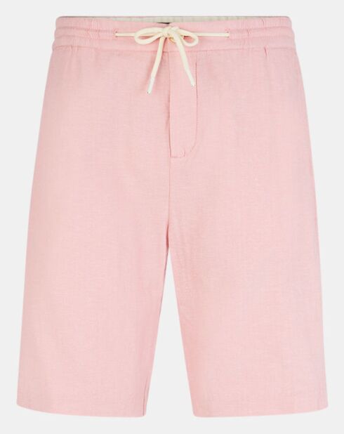 Bermuda en Coton bio & Lin Regular Fit élastique rose