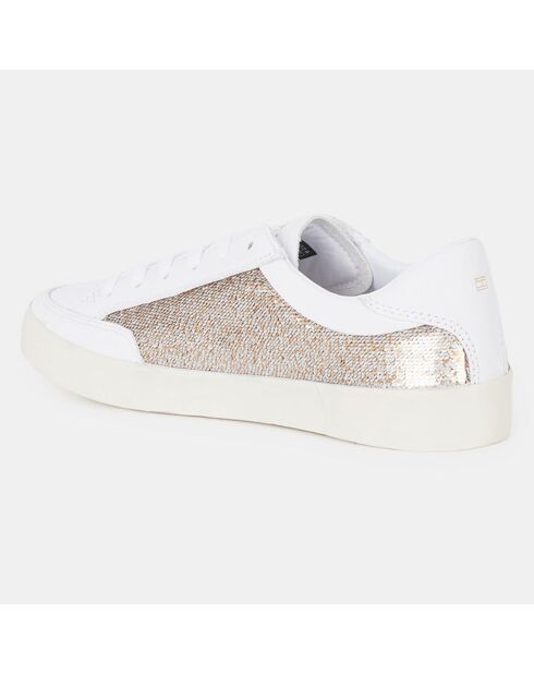 Baskets en Cuir basses Sequins blanches