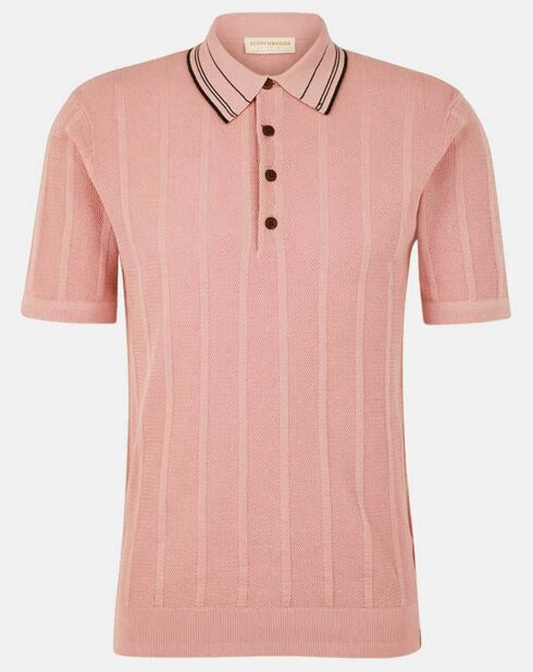 Polo Regular Fit en maille rétro rose