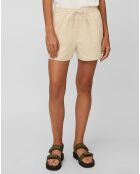 Short en Coton & Lin taille élastique boxe beige