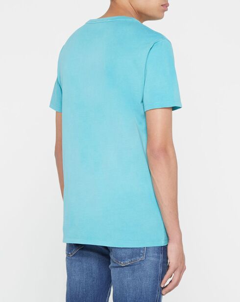 Camiseta de algodón 100% orgánico con logo central azul cielo