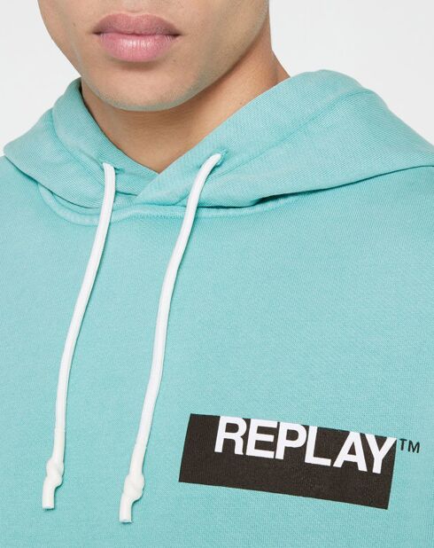 Sweat hood logo chest bleu ciel
