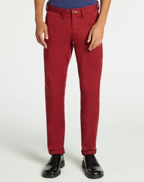 Pantalon chino ajusté rouge