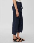 Pantalon popeline taille élastique bleu marine