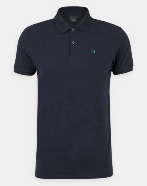 Marineblauw basic poloshirt van piqué met normale pasvorm