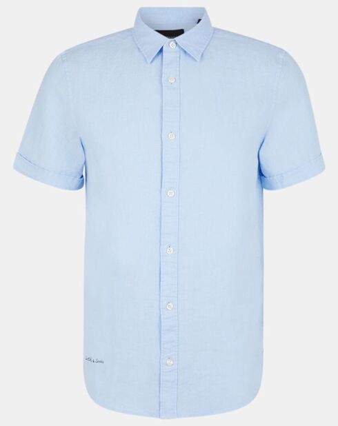 Camicia blu cielo con vestibilità regolare in 100% lino