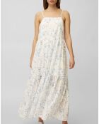 Robe extra longe à bretelle imprimée blanche
