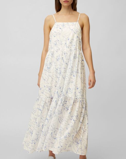Robe extra longe à bretelle imprimée blanche