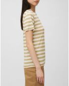 T-Shirt 100% Lin rayé beige/blanc