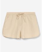 Short en Coton & Lin taille élastique boxe beige