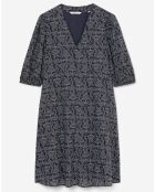 Robe print paisley bleu/blanc