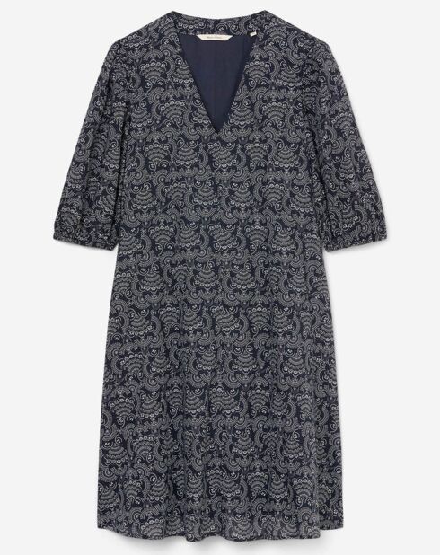 Robe print paisley bleu/blanc