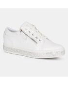 Baskets en Cuir Leelu avec strass blanches