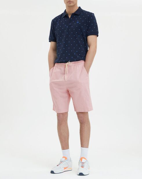 Bermuda en Coton bio & Lin Regular Fit élastique rose