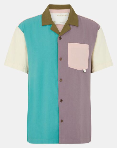 Camisa de corte regular multicolor con bloques de colores