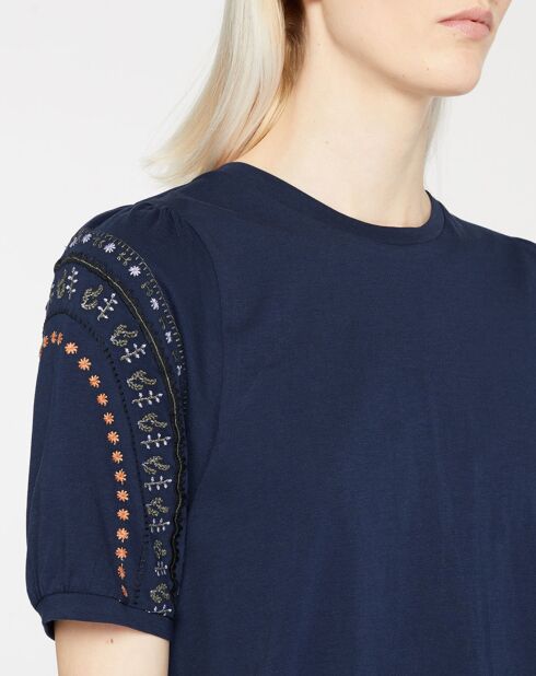 Marineblaues besticktes Top Audrey